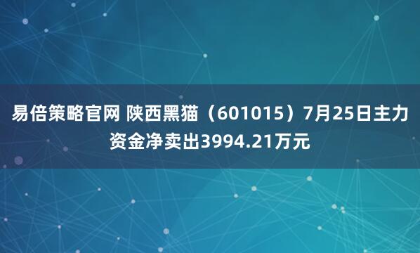 易倍策略官网 陕西黑猫（601015）7月25日主力资金净卖出3994.21万元